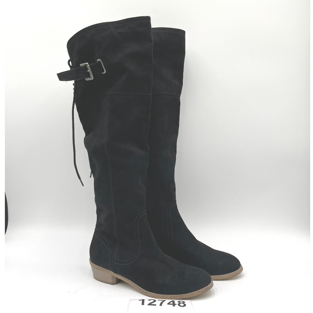 G by Guess G Gaikon Knee High Boots Womens 7M Black Buckle Strap Round Toe
